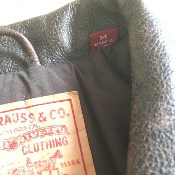 Vtg Brown Leather Levi’s Cafe Moto Jacket Sz M - Picture 6 of 7